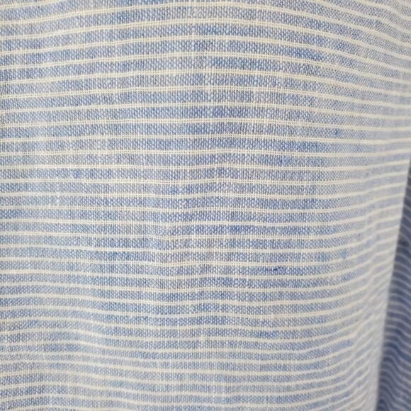 Beach lunch lounge blue and white linen stripe ruffle tank women's size xl - Picture 3 of 4